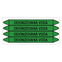 Značení potrubí, deionizovaná voda,4 ks, 250 × 26 mm